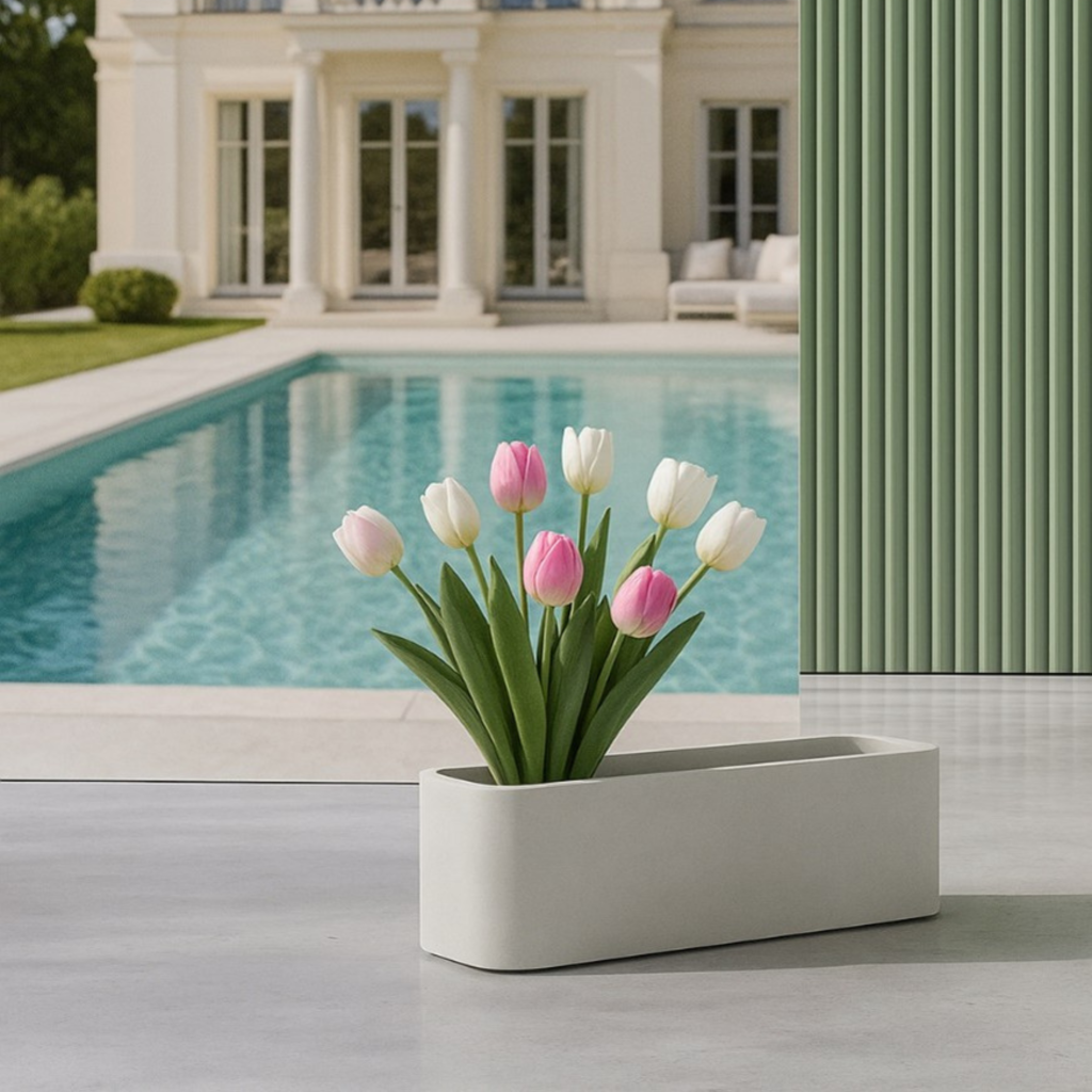 Curved fiber concrete planters